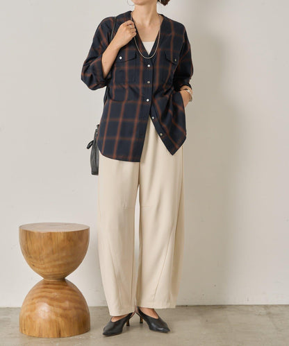 漸變格紋雙排扣襯衫