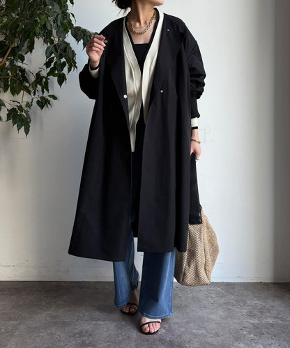 袖口羅紋輕薄大衣