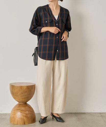 漸變格紋雙排扣襯衫