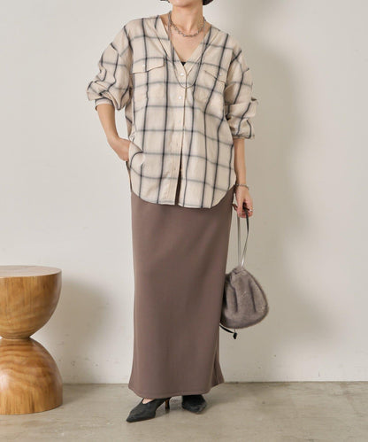 漸變格紋雙排扣襯衫