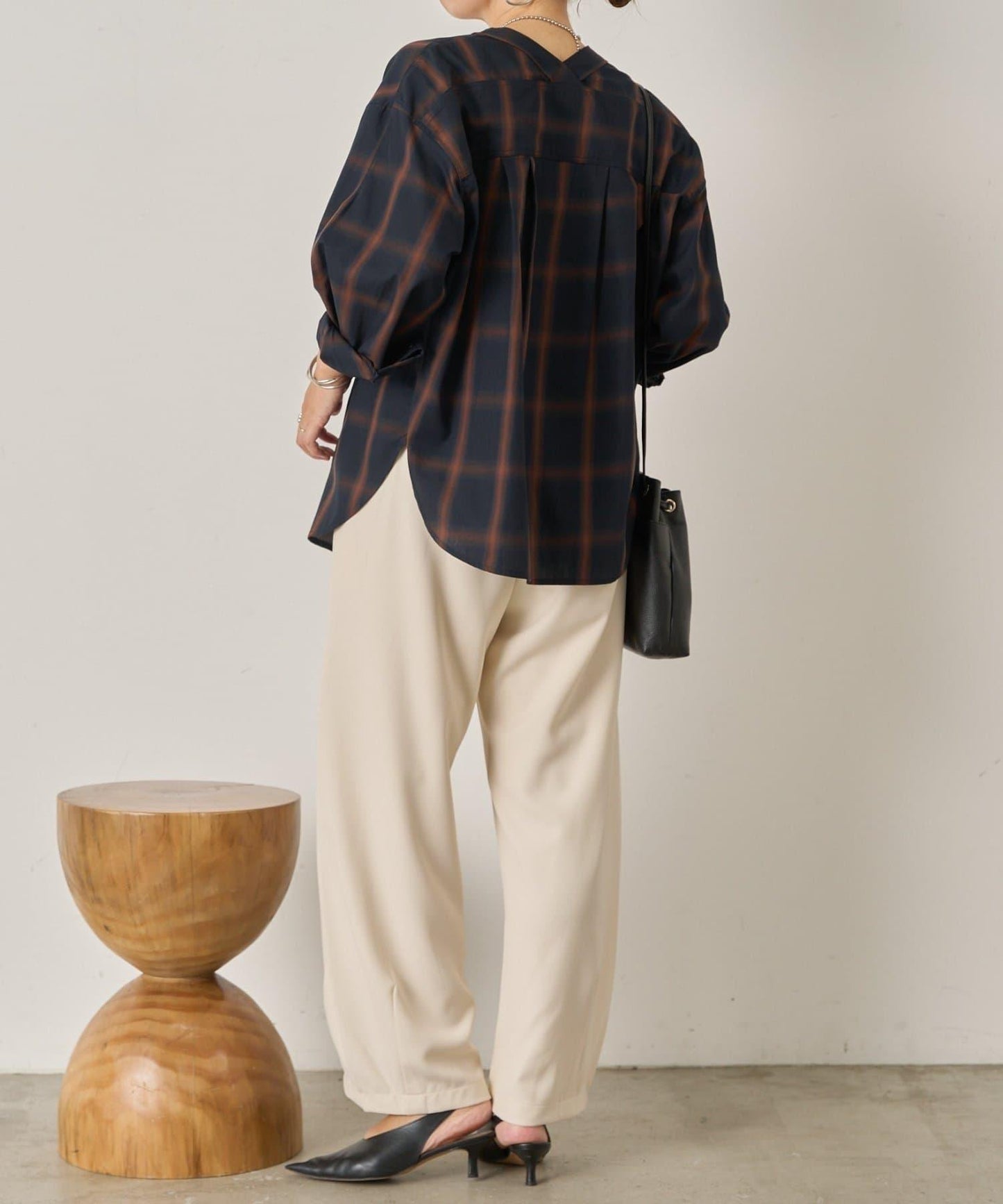 漸變格紋雙排扣襯衫