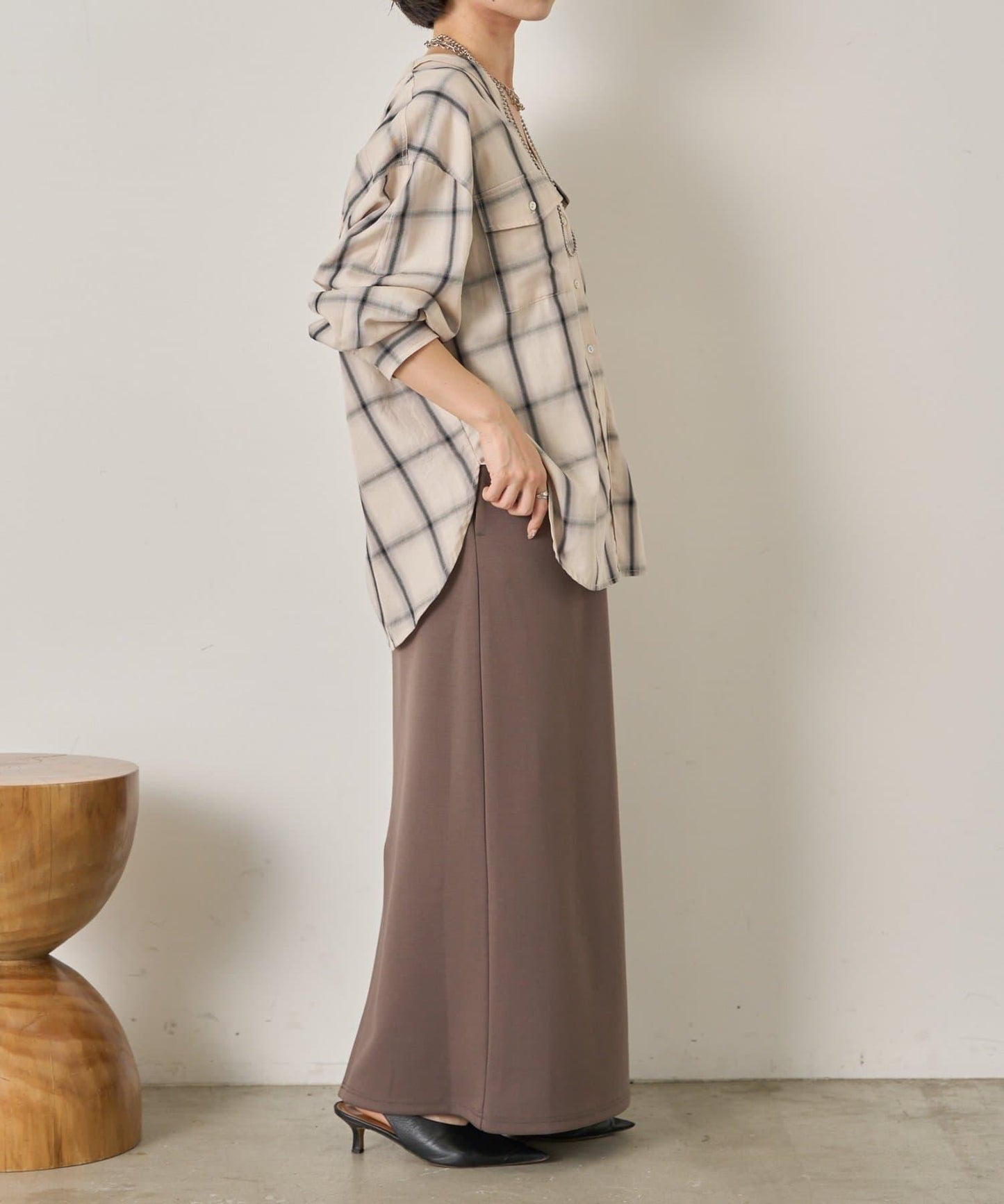 漸變格紋雙排扣襯衫