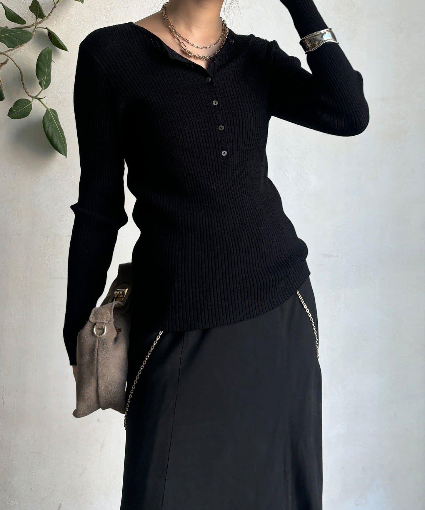 亨利領羅紋針織衫