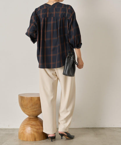 漸變格紋雙排扣襯衫