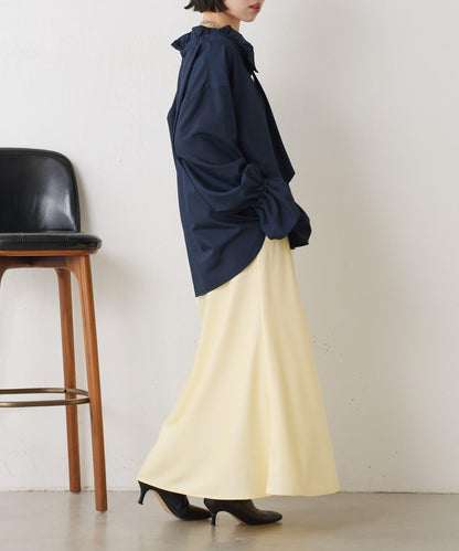 袖荷葉邊蝴蝶結繫帶襯衫