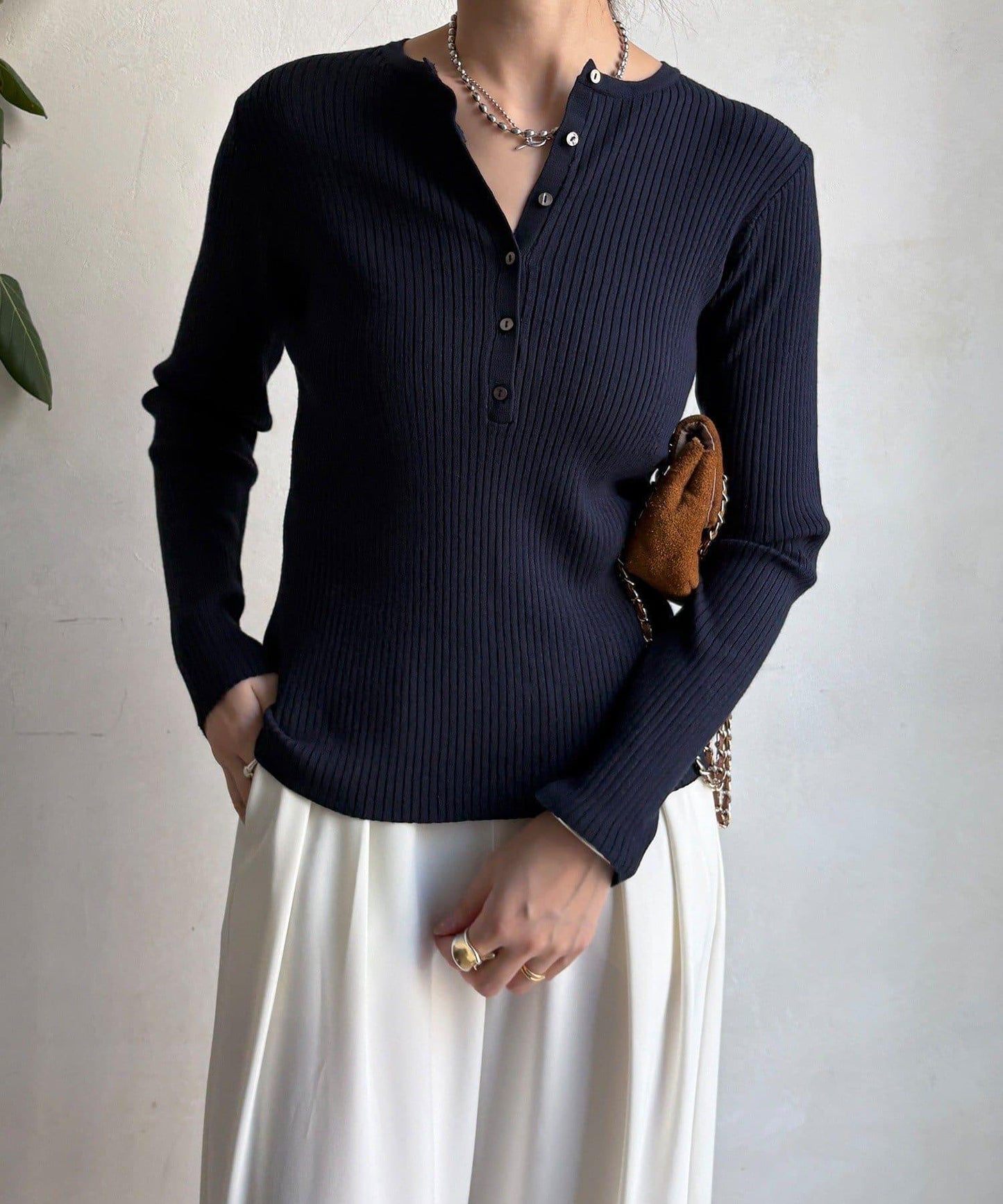 亨利領羅紋針織衫