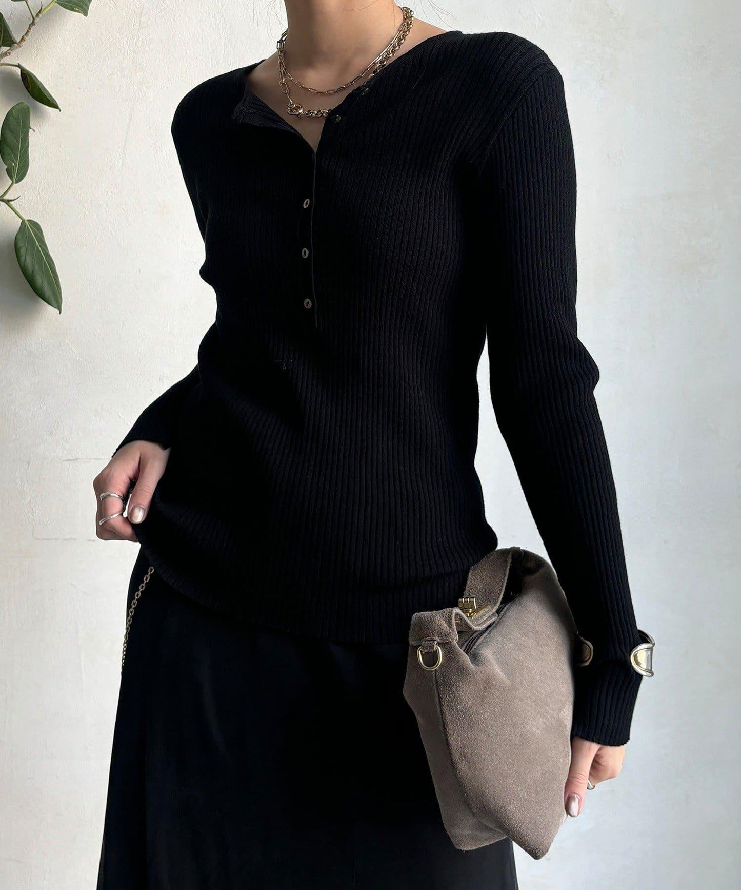 亨利領羅紋針織衫