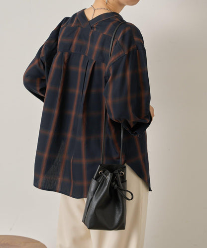 漸變格紋雙排扣襯衫