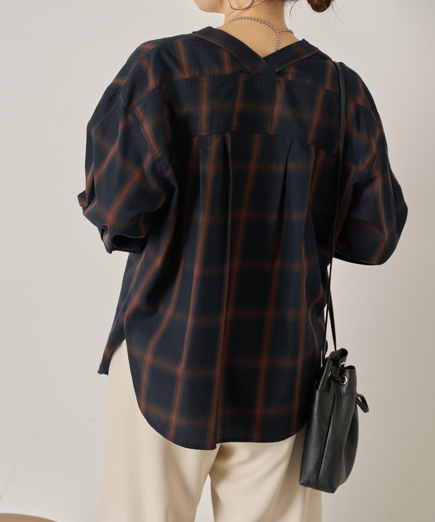 漸變格紋雙排扣襯衫