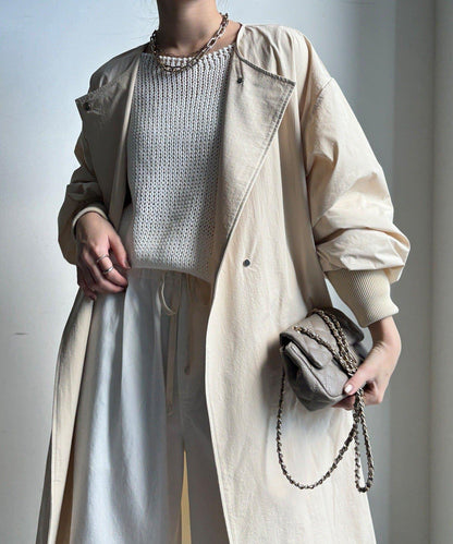 袖口羅紋輕薄大衣