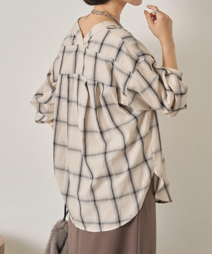 漸變格紋雙排扣襯衫