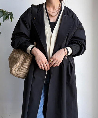 袖口羅紋輕薄大衣