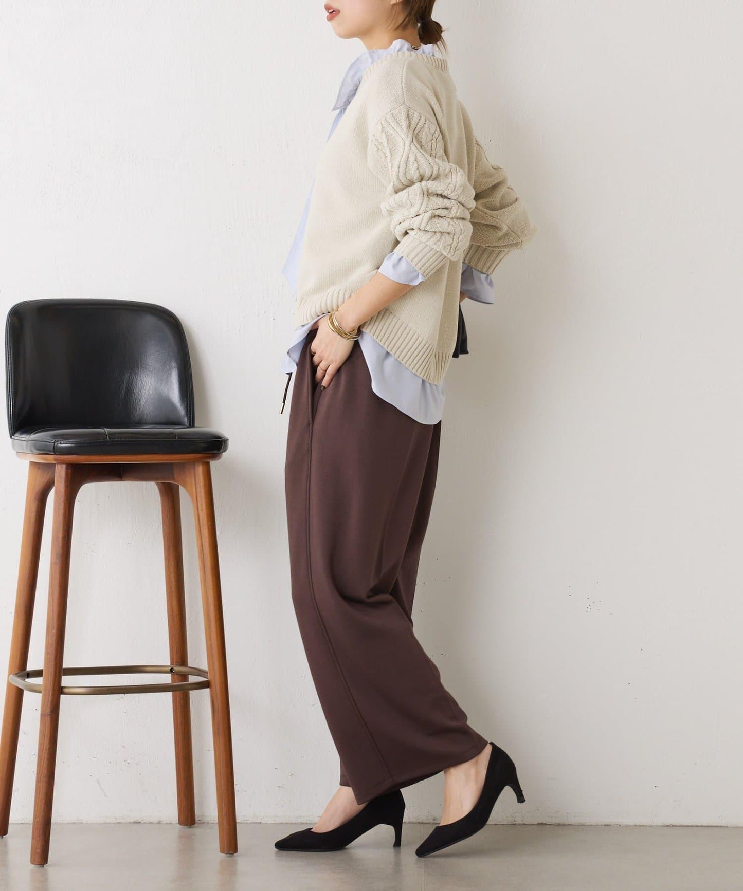 袖荷葉邊蝴蝶結繫帶襯衫