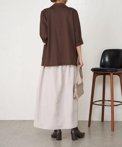 高腰抽褶連衣裙