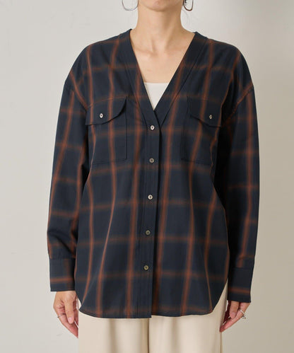 漸變格紋雙排扣襯衫