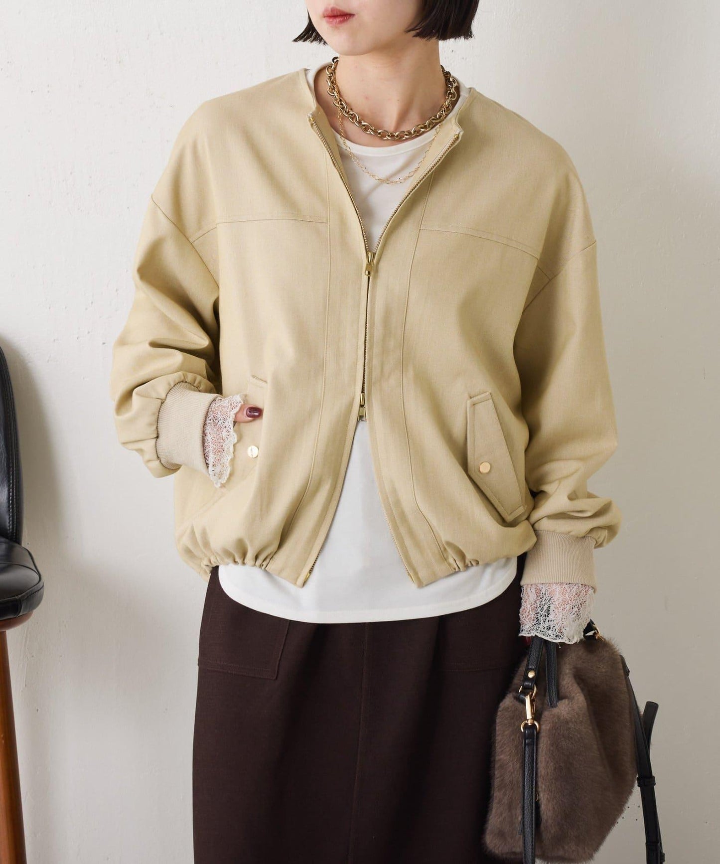 下襬抽繩短夾克