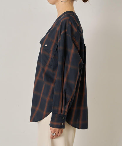 漸變格紋雙排扣襯衫