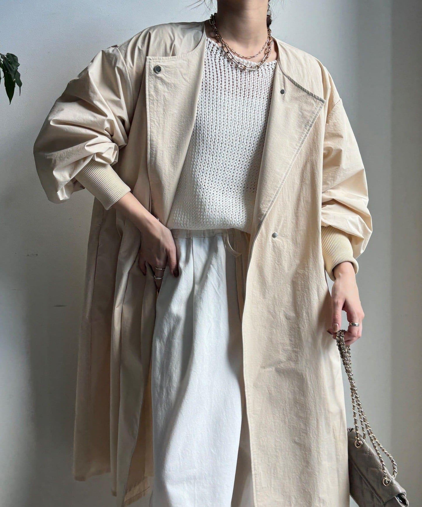 袖口羅紋輕薄大衣