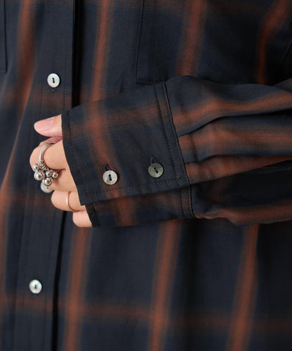 漸變格紋雙排扣襯衫