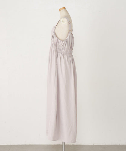 高腰抽褶連衣裙