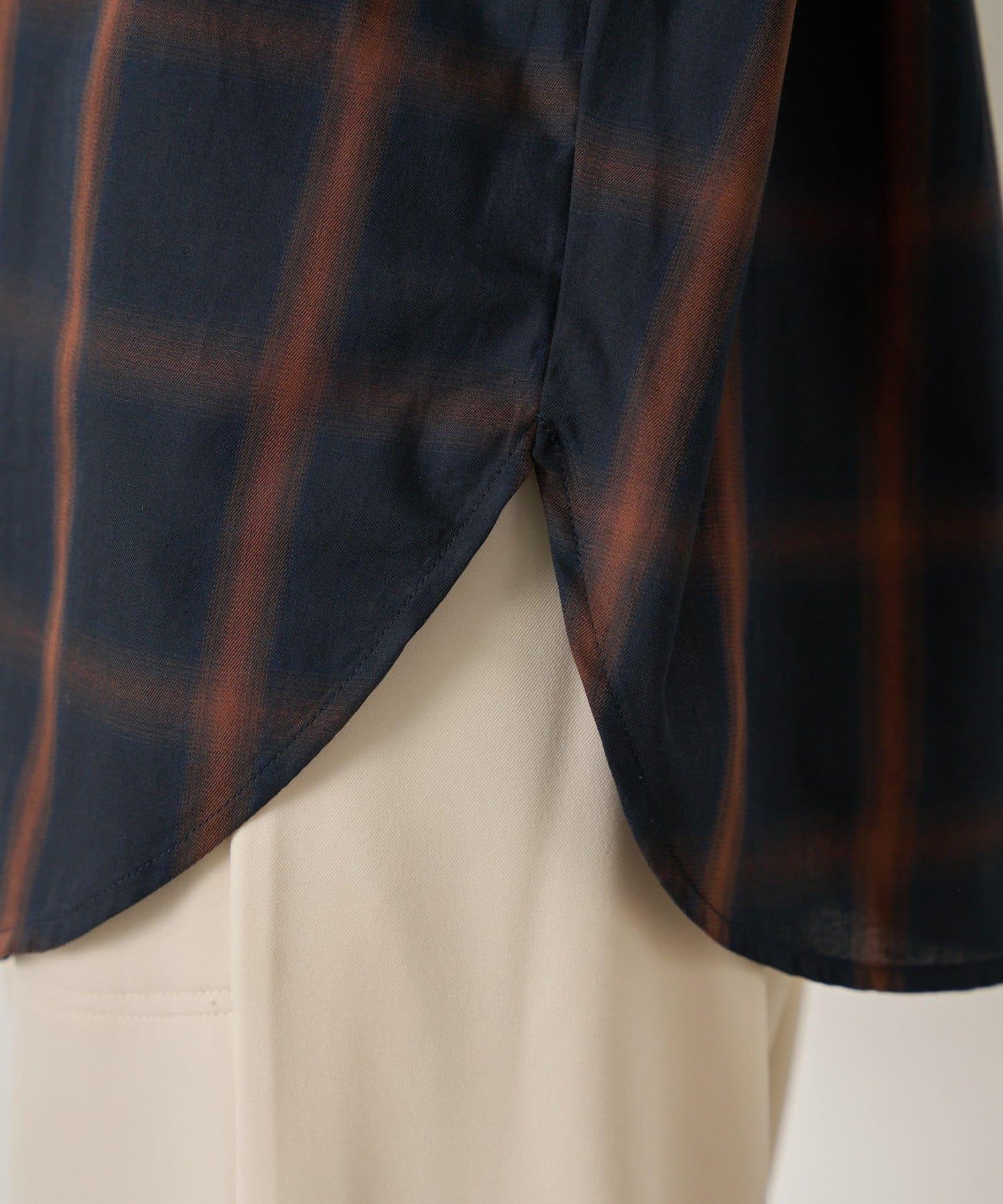 漸變格紋雙排扣襯衫