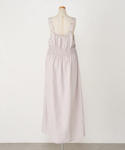 高腰抽褶連衣裙