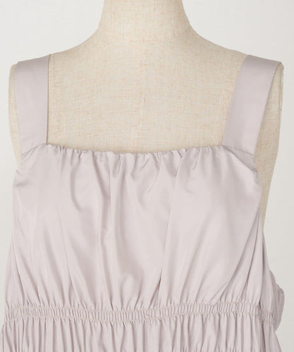 高腰抽褶連衣裙