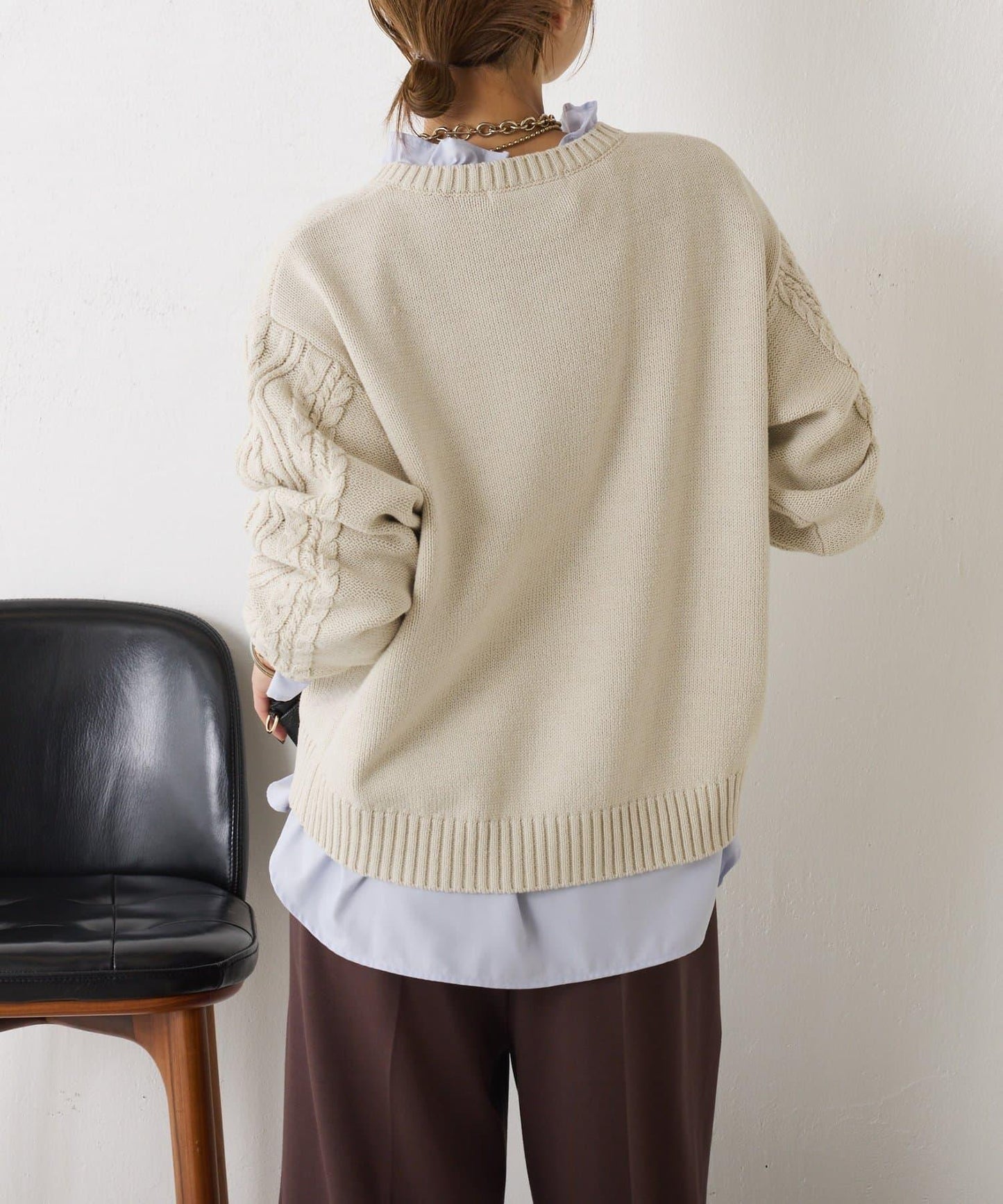 袖荷葉邊蝴蝶結繫帶襯衫