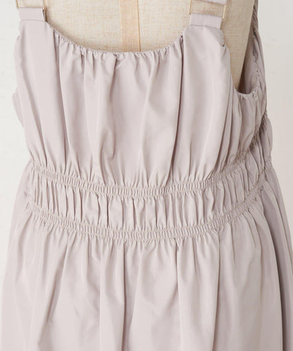 高腰抽褶連衣裙