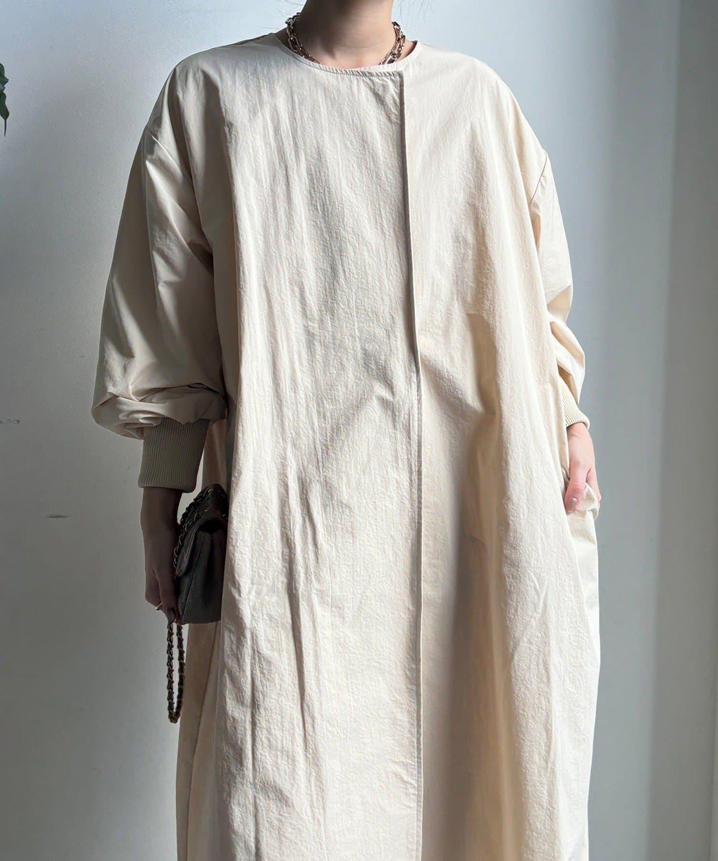 袖口羅紋輕薄大衣