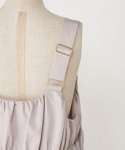 高腰抽褶連衣裙