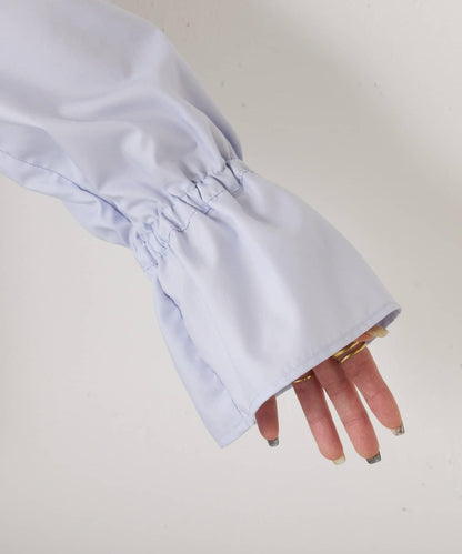 袖荷葉邊蝴蝶結繫帶襯衫