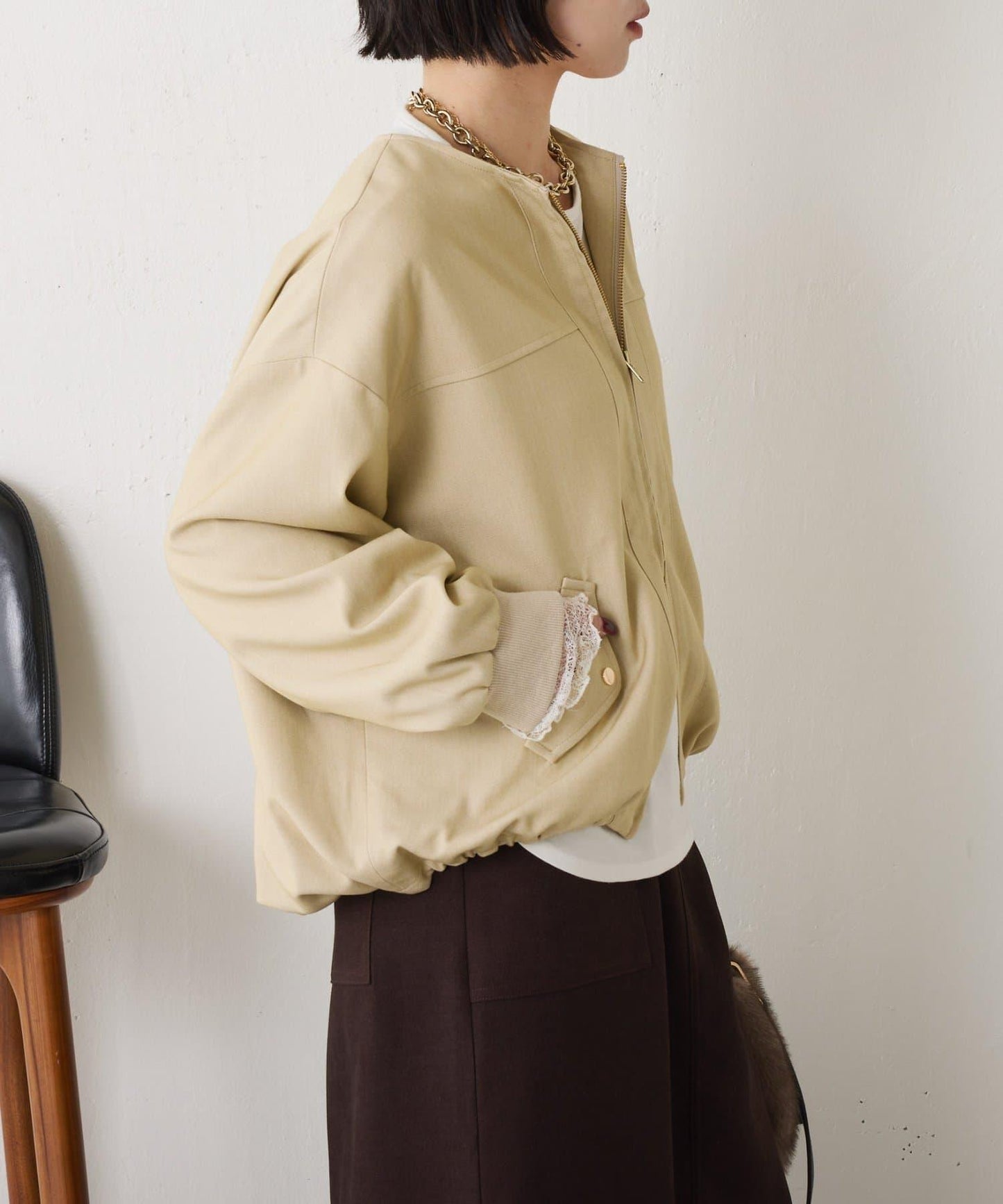 下襬抽繩短夾克