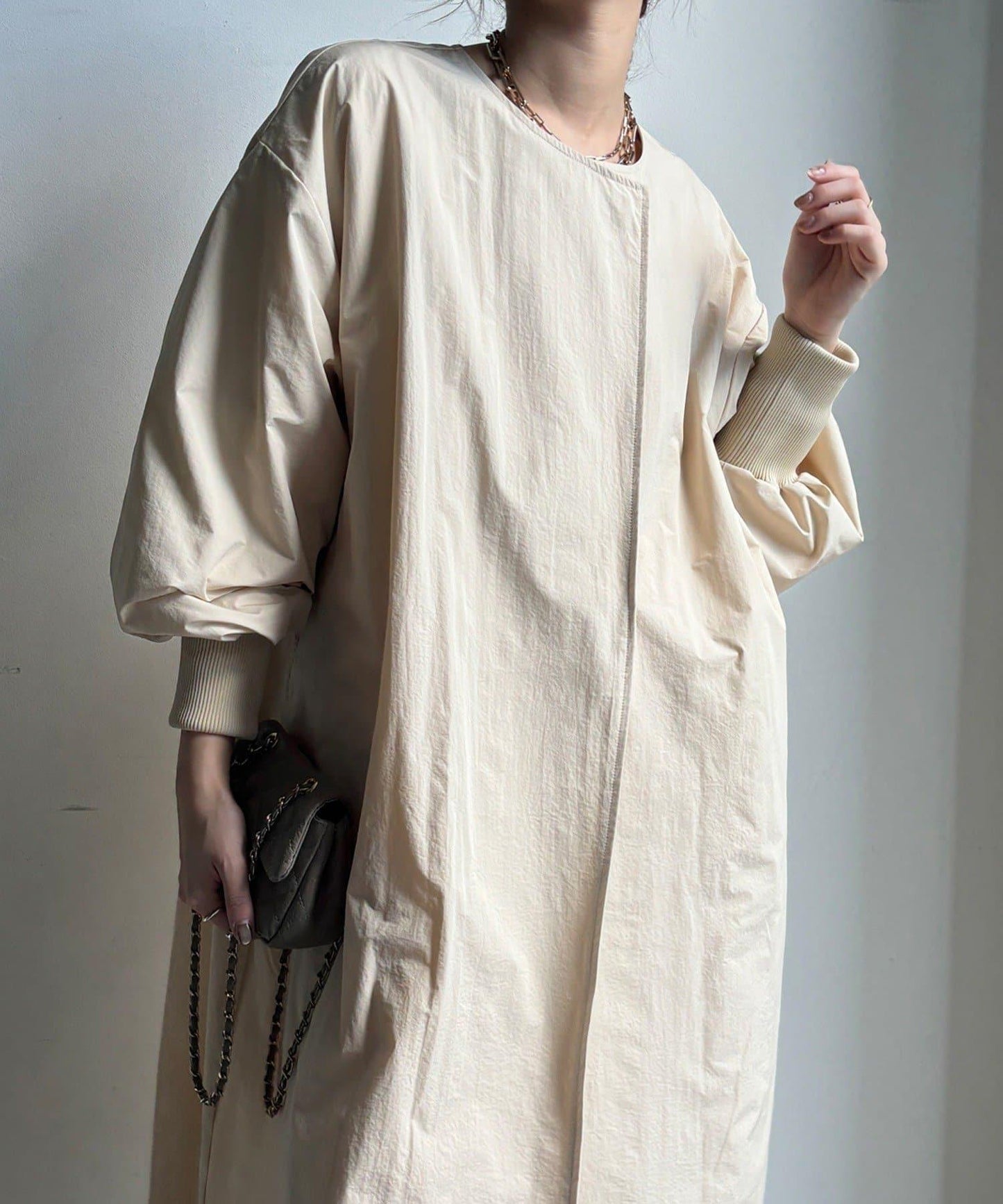 袖口羅紋輕薄大衣