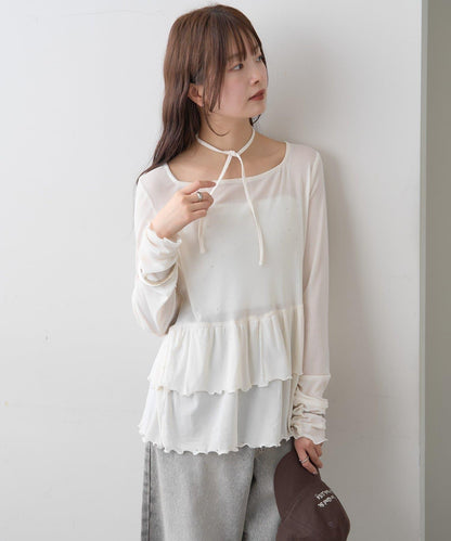 新色水鑽波點層疊下襬套頭衫