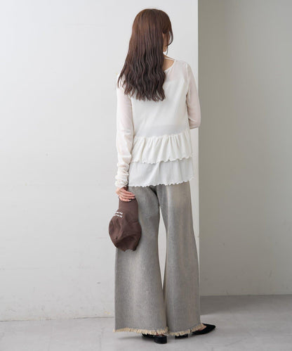 新色水鑽波點層疊下襬套頭衫