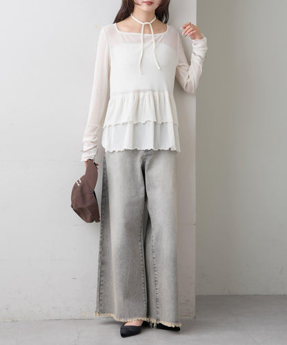 新色水鑽波點層疊下襬套頭衫