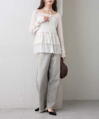 新色水鑽波點層疊下襬套頭衫