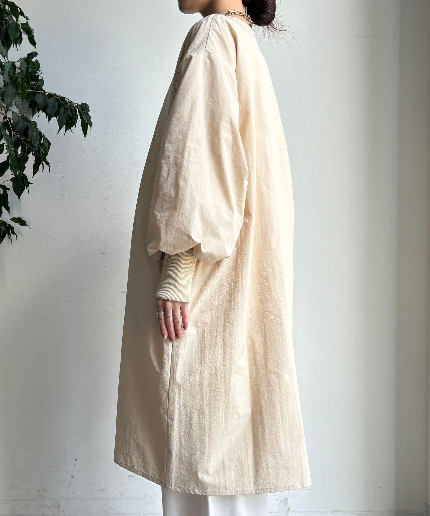 袖口羅紋輕薄大衣