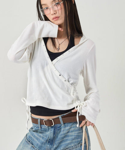 鉚釘羅紋裹身連帽衫