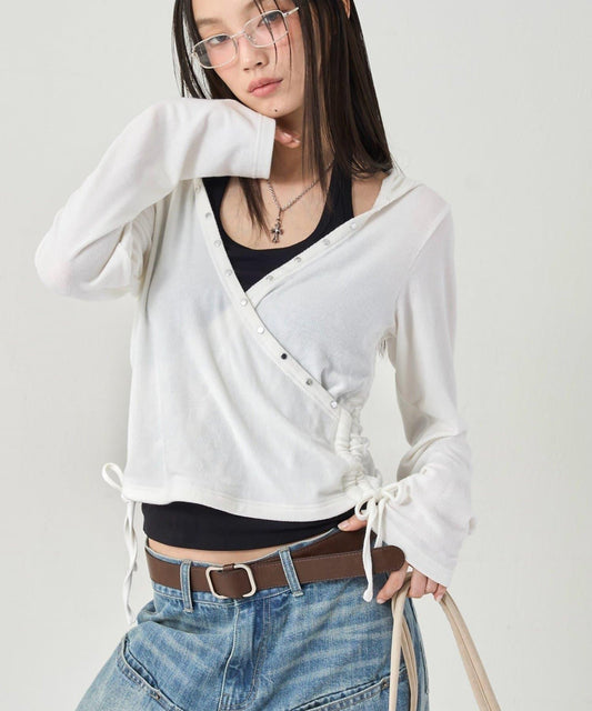 鉚釘羅紋裹身連帽衫