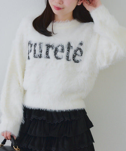 亮片標誌羽毛針織衫