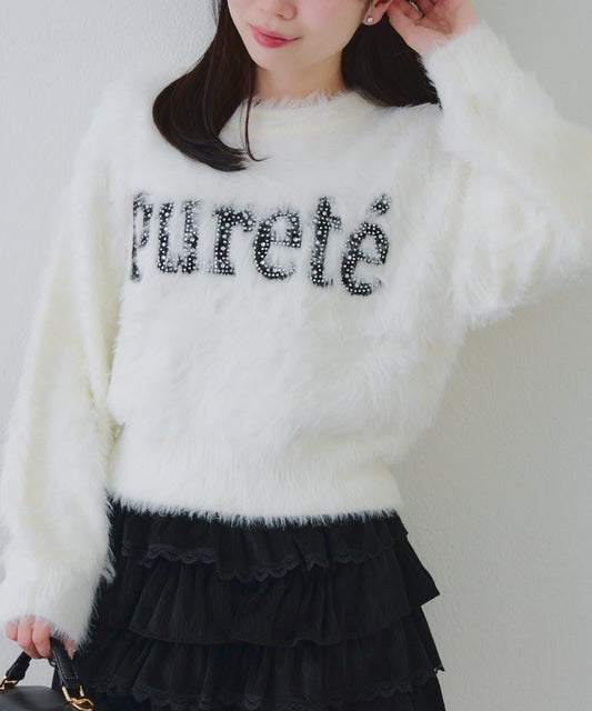 亮片標誌羽毛針織衫