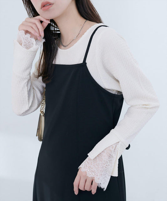 蕾絲拼接針織衫