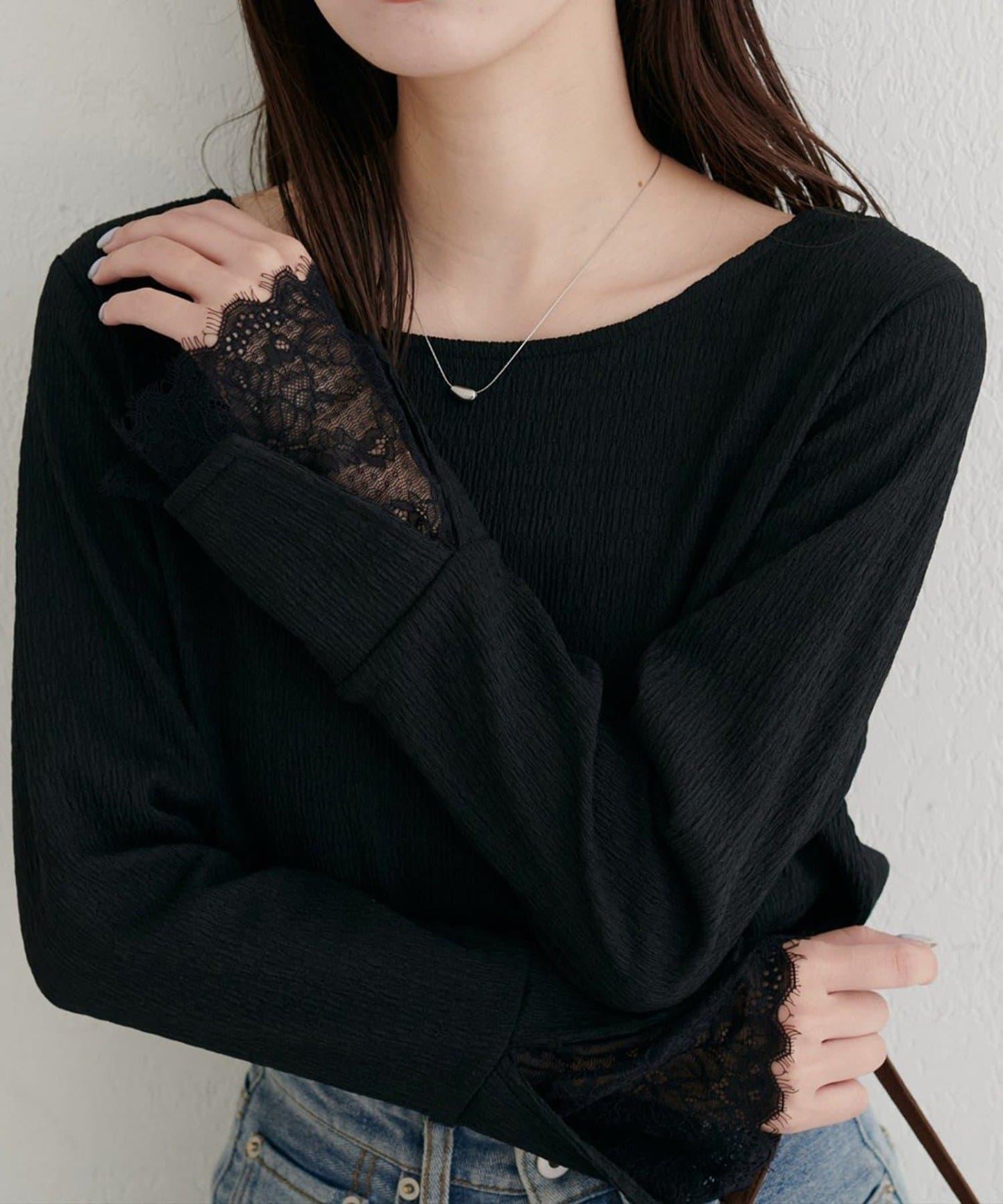 蕾絲拼接針織衫