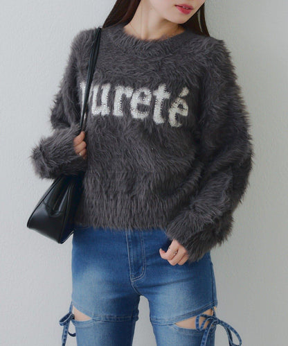 亮片標誌羽毛針織衫