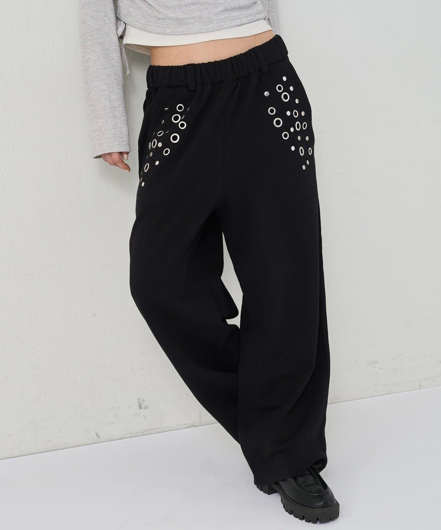 EYELET衛褲/鏤空裝飾休閒褲