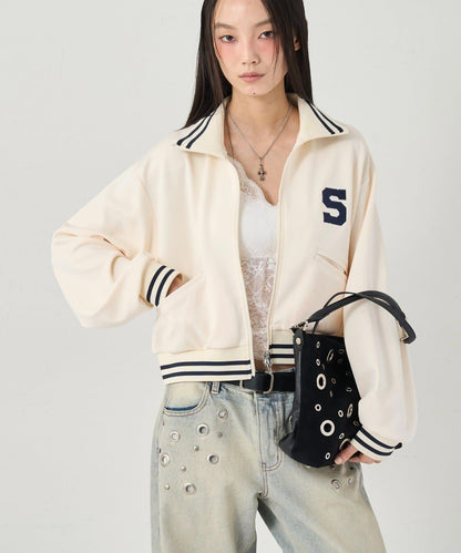 S LOGO緊湊型立領針織衫