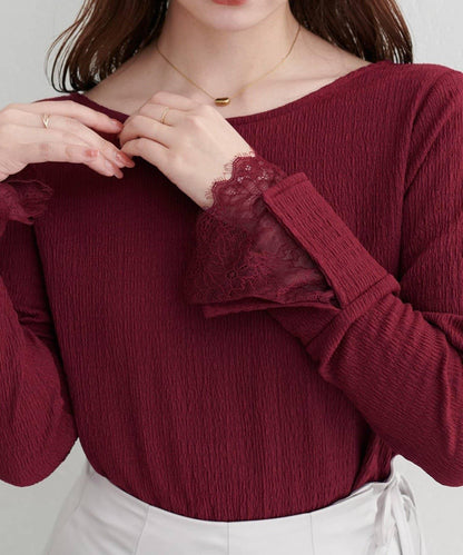 蕾絲拼接針織衫