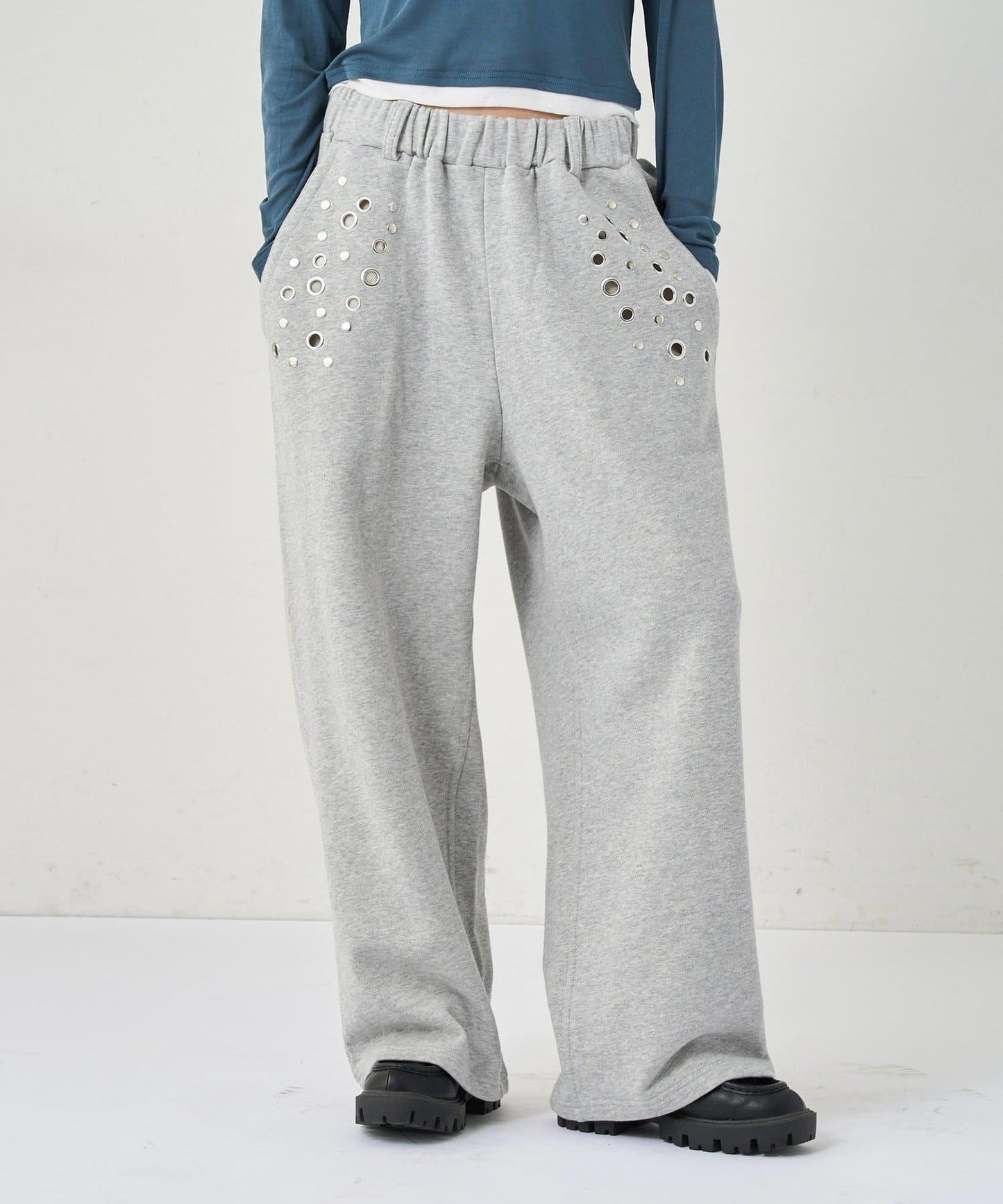 EYELET衛褲/鏤空裝飾休閒褲